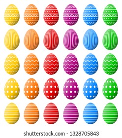 Beautiful Easter eggs collection. Various patterns and colors - high quality vector.