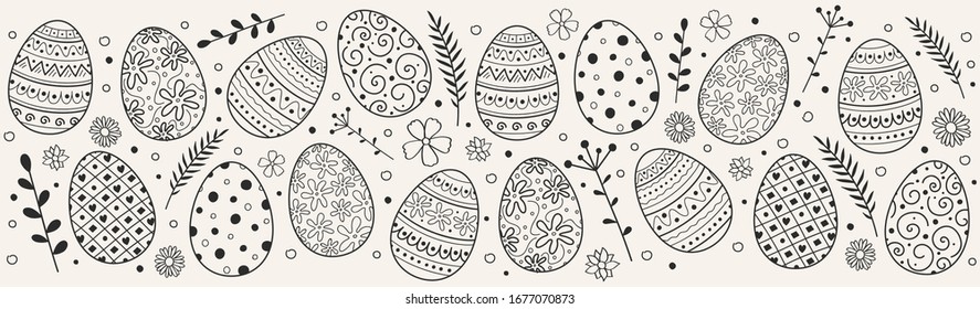 Beautiful Easter eggs - decoration. Vector