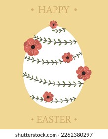 Hermosa tarjeta de felicitación de Pascua con huevos y flores 