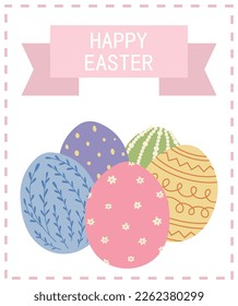 Hermosa tarjeta de felicitación de Pascua con huevos