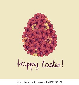 beautiful Easter greeting card with flowers graphics in the form of eggs. Hand-drawn contour lines and strokes. Perfect for background greeting cards and invitations