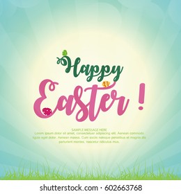 Beautiful Easter greeting or Illustration, Easter elements.