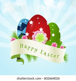 Beautiful Easter greeting or Illustration, Easter elements.