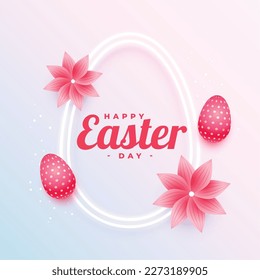 beautiful easter wishes background with flower and egg design vector