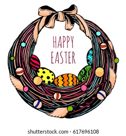 Beautiful Easter wreath in color
