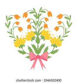 Beautiful easter wreath. Elegant floral collection with isolated leaves and flowers, hand drawn. Design for invitation, wedding or greeting cards