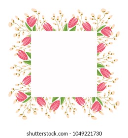 Beautiful easter wreath. Elegant floral frame hand drawn. Design for invitation, wedding or greeting cards