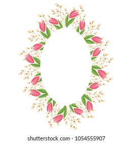 Beautiful easter wreath. Elegant floral frame hand drawn. Design for invitation, wedding or greeting cards