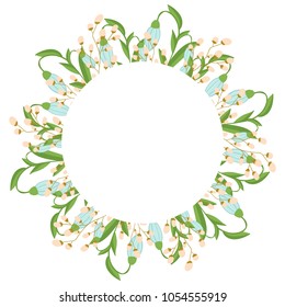 Beautiful easter wreath. Elegant floral frame hand drawn. Design for invitation, wedding or greeting cards