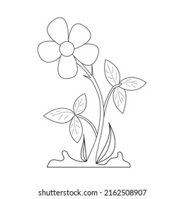 Beautiful Easy Flowers Coloring book. Hand drawn. Black and white.children,
