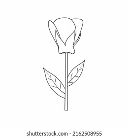 Beautiful Easy Flowers Coloring book. Hand drawn. Black and white.children,