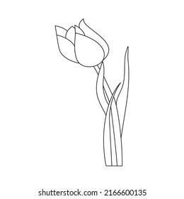 Beautiful Easy Flowers  Coloring book For Preschool Children. Cute Educational Flowers  Coloring Page For Kids.