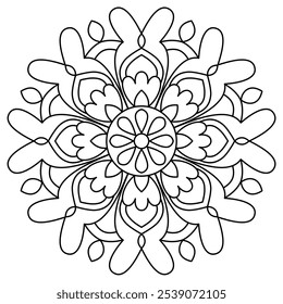 design de mandala bonito e fácil para colorir página do livro, relaxante arte de mandala para design de hena, arte de parede
