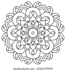 beautiful and easy mandala design for coloring book page, mandala art for henna and tattoo design
