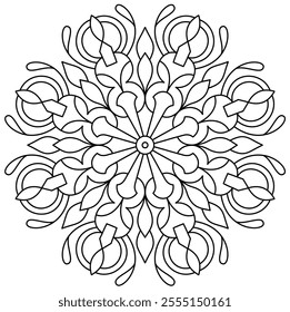 beautiful and easy mandala design for coloring book page, creative mandala art
