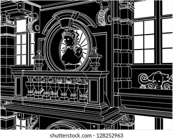 Beautiful Eclectic Facade Front View Vector 01