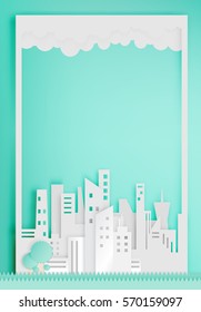 Beautiful eco cityscape paper art style vector illustration