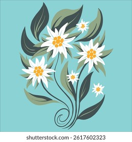beautiful edelweis flower with unique ornament