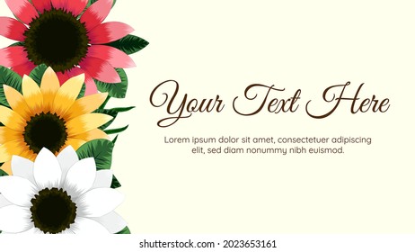 Beautiful editable floral frame background template with soft natural flowers, leaves, branches, place for text for web banners, posters, social media, apps, design ads. Vector Illustration