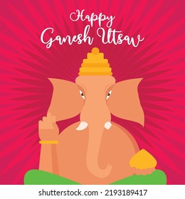 Beautiful editable vector of Ganesh Utsav- a hindu festival. For social media, card, flyer, t shirts, banner and other social medi uses