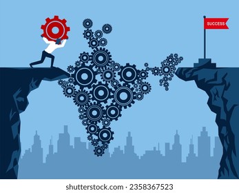 Hermosa y editable ilustración vectorial del líder llevando a la india al éxito, concepto de éxito, llevando a la india al concepto de éxito