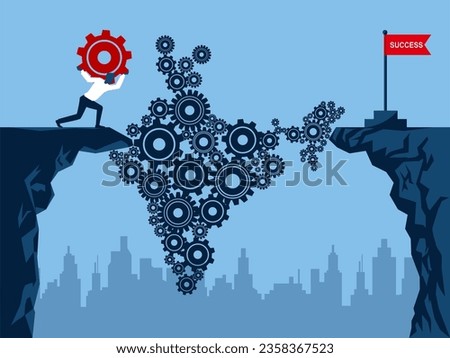 Beautiful editable vector illustration  of leader taking india to succes, concept of success, taking india accross top success concept