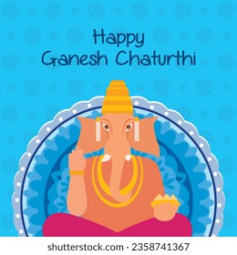 Schöne bearbeitbare Vektorgrafik von Herrn Ganesh, der ein glückliches ganesh chaturthi wünscht - ein rückwirkendes Festival , Lord Ganesh - Illustration