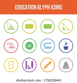 Beautiful Education 12 Vector Icons	
