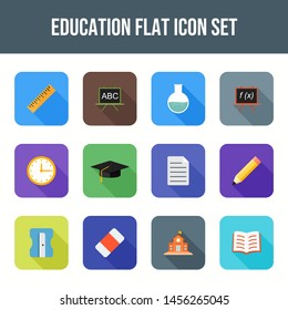 Beautiful Education flat multi color long shadow icon set