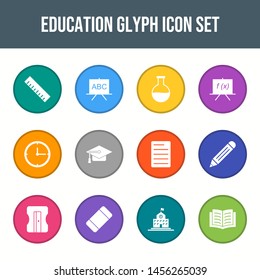 Beautiful Education glyph round circle multi color  icon set