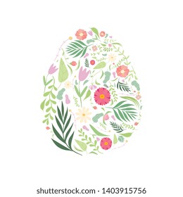 Beautiful Egg with Floral Pattern Vector Illustration