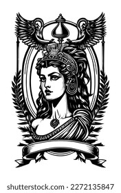 beautiful egyptian cleopatra symbol black and white hand drawn logo illustration 