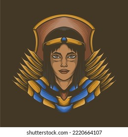 beautiful egyptian cleopatra vector illustration