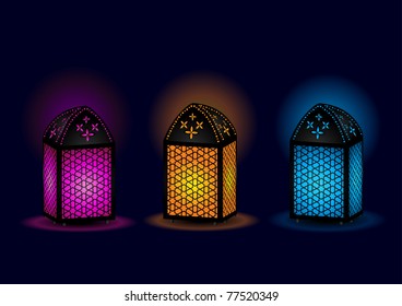 Beautiful Egyptian lamps - Vector Illustration