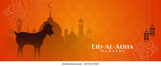 Beautiful Eid al adha mubarak cultural Islamic festival banner vector