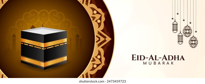 Beautiful Eid al adha mubarak cultural Islamic festival banner vector