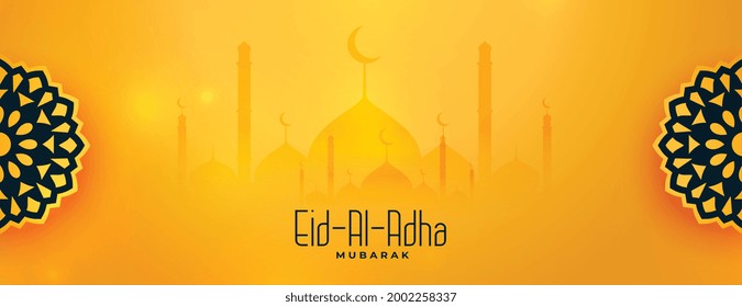 beautiful eid al adha yellow decorative banner
