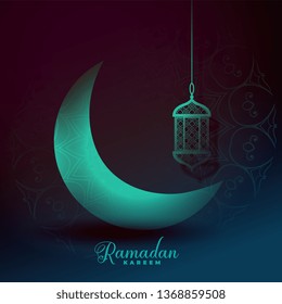beautiful eid moon and lantern light effect background