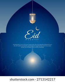 Belo eid mubarak fundo de cena azul