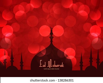 Beautiful Eid Mubarak Card Design with Nice Mosque and colorful Background, Eps 10