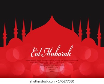 Beautiful Eid Mubarak Card Design with Nice Mosque and colorful Background, Eps 10