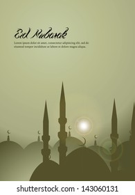 Beautiful Eid Mubarak Card Design with Nice Mosque and colorful Background, Eps 10