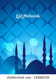 Beautiful Eid Mubarak Card Design with Nice Mosque and colorful Background, Eps 10