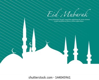 Beautiful Eid Mubarak Card Design with Nice Mosque and colorful Background, Eps 10