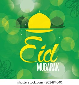 Beautiful Eid Mubarak Card Design with Nice Mosque and colorful Background, Eps 10