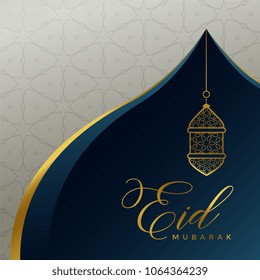 beautiful eid mubarak concept design with hanging lantern