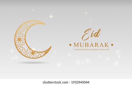 Beautiful eid mubarak festival banner with golden cresent moon