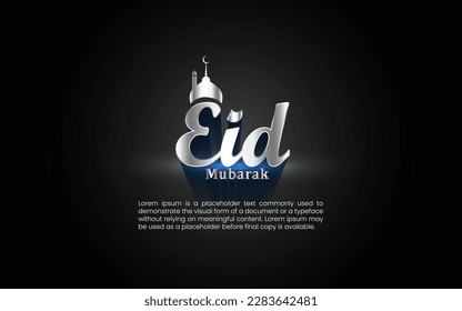 bonito saludo de luna decorativo eid mubarak dorado. Diseño de Eid Mubarak. Tipografía inglesa de Eid Mubarak. Idea creativa y concepto Diseño Eid Mubarak. 