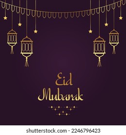 Beautiful Eid mubarak islamic greeting design
