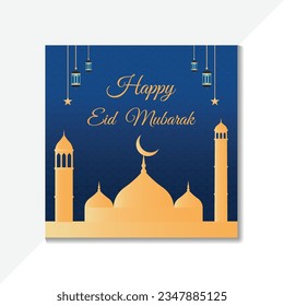 Beautiful eid mubarak social media post template and vector design